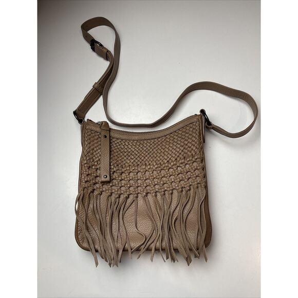 Frye Handbags - Frye Melissa Woven Leather Saddle Bag Women's Brown